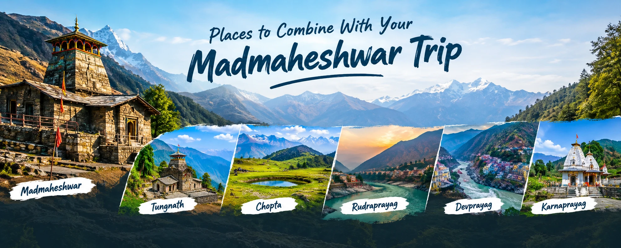 Madmaheshwar Temple and Chaukhamba peaks during the best season to visit