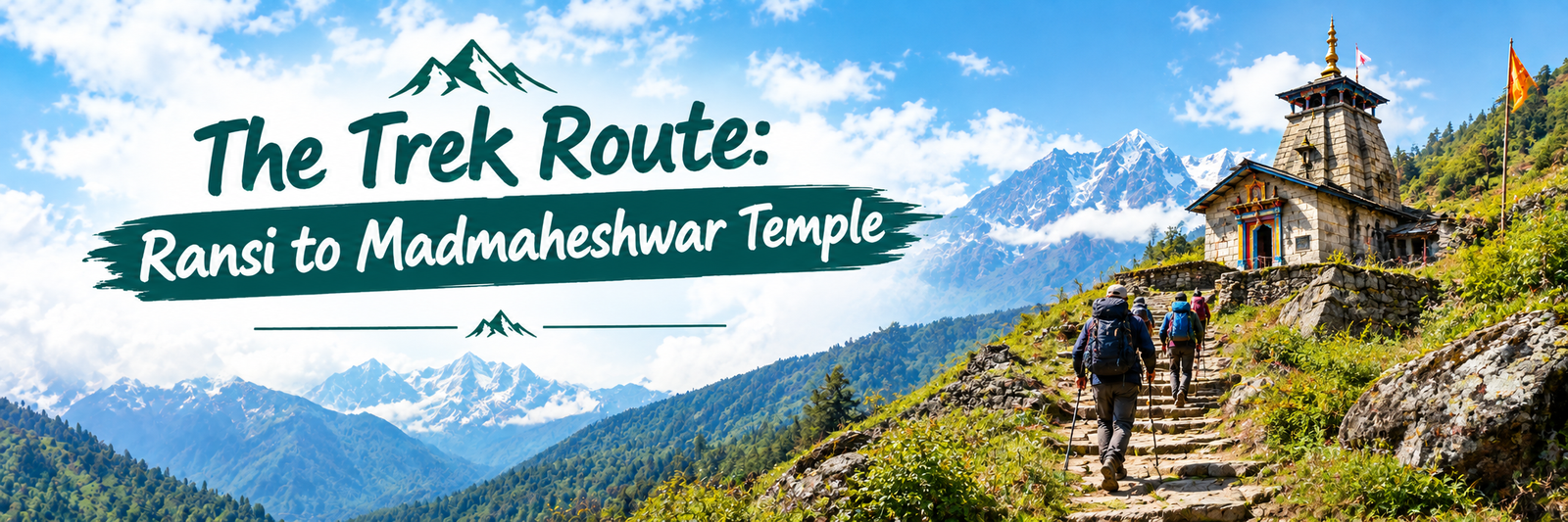 Madmaheshwar trek route map from Ransi via Gaundhar, Bantoli, Khatara and Nanu to the temple